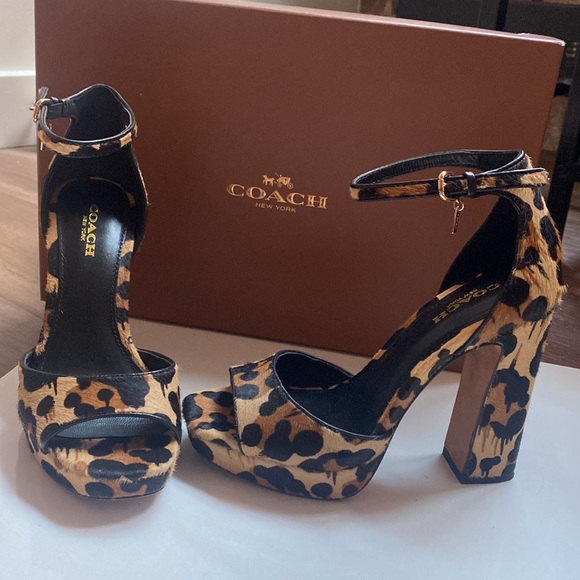 Coach leopard open toe platform size 5 - Picture 2 of 6